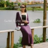Amethyst Elegance – Two-Piece Linen Blazer & Skirt Set