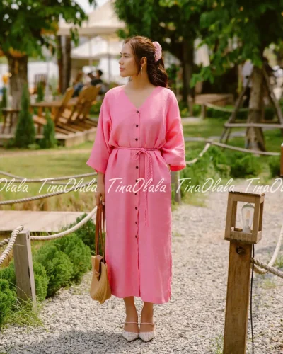 Discription Linen Summer Dress - Embroidered Dress